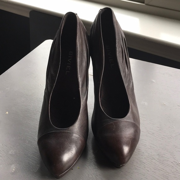 Biviel brown leather pumps - Picture 5 of 6